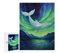 Teenager Jigsaw Puzzles 500 PCS Whale Aurora Night Scene Jigsaw for Teenagers Hand Speed Race Difficult And Challenge Challenging Family Fun Game 500 PCS