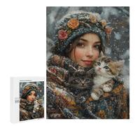 Teenager Jigsaw Puzzles 500 PCS Winter Cozy Cats Jigsaw for Teenagers Hand Speed Race Difficult And Challenge Challenging Family Fun Game 500 PCS
