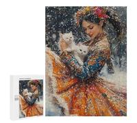 Teenager Jigsaw Puzzles 500 PCS Winter Fantasy with Cats Jigsaw for Teenagers Hand Speed Race Difficult And Challenge Challenging Family Fun Game 500 PCS