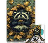 Teenager Jigsaw Raccoons in Autumn Jigsaws 1000 Pieces for Adults,Toys Educational Games Stress Relieving Great Gifts And Toys 50x75cm