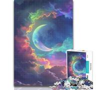 Teenager Jigsaw Rainbow Clouds And Moon Jigsaws 1000 Pieces for Adults,Educational Games Home Decoration Artists Collection, Fine Art 50x75cm