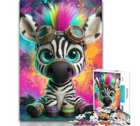 Teenager Jigsaw Rainbow Zebra Jigsaw Puzzle 1000 Pieces for Teenagers,Stress Reliever Staycation Kill Time Funny Gift 50x75cm