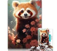 Teenager Jigsaw Red Panda Painting Jigsaws 1000 Pieces for Adults,Educational Games Home Decoration Artists Collection, Fine Art 26x38cm