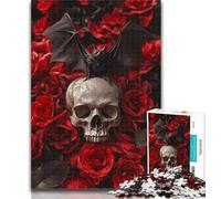 Teenager Jigsaw Rose Skull 1000 Piece Jigsaw Puzzle for Adults And Teenagers,Family Game Stress Reliever Difficult Challenge Secret Santa Gifts 26x38cm