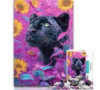 Teenager Jigsaw Rose Sunflower Black Leopard 1000 Pieces Jigsaw Puzzles for Adults And Teens,Toys Educational Games Stress Relieving Great Gifts And Toys 26x38cm