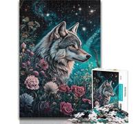 Teenager Jigsaw Rose Wolf 1000 Piece Jigsaw Puzzles for Adults,Fun Activity for Home, Rainy Days Toys, Birthday Gifts 50x75cm