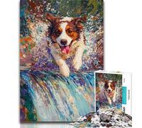 Teenager Jigsaw Running Border Collie Jigsaw Puzzles for Adults 1000 Pieces,Educational Stress Relief Toy Great Gifts And Toys 26x38cm