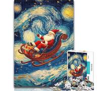 Teenager Jigsaw Santa Claus Under The Night Sky Jigsaw Puzzle 1000 Pieces for Adults,Challenging Game And Family Play Secret Santa Gifts 50x75cm
