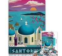 Teenager Jigsaw Santorini 1000 Piece Jigsaw Puzzles for Adults Gifts,Challenging Game Toys for Is Ideal As A Gift for The Whole Family 75x50cm