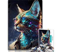 Teenager Jigsaw Savannah Cat 1000 Piece Jigsaw Puzzles for Adults & Teens,Learning Educational Toys Family Games Enhance Love between Couples (38x26cm)