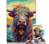 Teenager Jigsaw Scottish Cow Puzzles for Adults Teens 1000 Pieces,Perfect for Game Nights, Colorful Toy for Home Gift 26x38cm