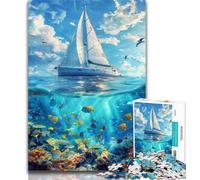 Teenager Jigsaw Ship Sailing on The Ocean 1000 Piece Jigsaw Puzzles,for Is Ideal As A Gift for The Whole Family for And 14 Years Old 26x38cm