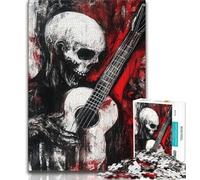 Teenager Jigsaw Skeleton Playing Guitar Jigsaw Puzzles for Teenagers 1000 Pieces,Brain Teaser Game Wall Decoration Unique Birthday And Xmas Gifts (50x75cm)