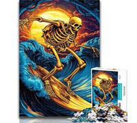 Teenager Jigsaw Skeleton Surfing Jigsaw Puzzle 1000 Pieces for Teenagers,Toys Educational Games Stress Relieving Unique Home Decor And Gifts 26x38cm