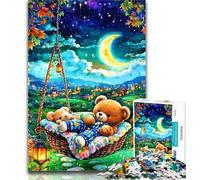 Teenager Jigsaw Sleeping Teddy Bear 1000 Pieces Jigsaw Puzzles for Adults And Teens,Toys Educational Games Stress Relieving Great Gifts And Toys 26x38cm
