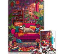 Teenager Jigsaw Sloth on The Sofa 1000 Piece Jigsaw Puzzles for Teenagers Gifts,Toy Intellectual Game Artists Collection, Fine Art 50x75cm