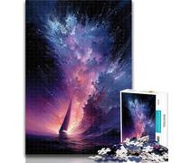 Teenager Jigsaw Small Boat in The Galaxy Jigsaw Puzzles for Teenagers 1000 Pieces,Brain Teaser Game Wall Decoration Unique Birthday And Xmas Gifts 26x38cm