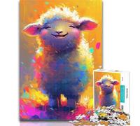 Teenager Jigsaw Smiling Cute Sheep 1000 Piece Jigsaw Puzzles for Teenagers Gifts,for Educational Game Challenge Toy Unique Home Decor And Gifts 26x38cm