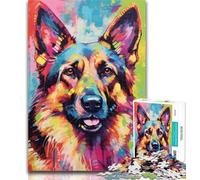 Teenager Jigsaw Smiling German Shepherd 1000 Piece Jigsaw Puzzles for Adults,Wall Decoration Unique Birthday And Xmas Gifts Suitable for And 14 26x38cm
