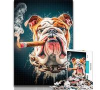 Teenager Jigsaw Smoking Bulldog 1000 Piece Jigsaw Puzzle for Adults And Teenagers,Family Game Stress Reliever Difficult Challenge Secret Santa Gifts 50x75cm
