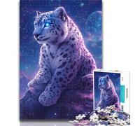 Teenager Jigsaw Snow Leopard Under The Moon Jigsaws 1000 Pieces for Adults,Educational Games Home Decoration Artists Collection, Fine Art 50x75cm