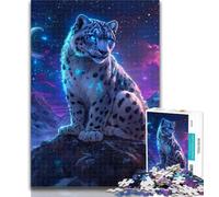Teenager Jigsaw Snow Leopard Under The Moon Jigsaws 1000 Pieces for Adults,Educational Games Home Decoration Artists Collection, Fine Art 50x75cm