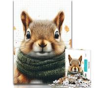 Teenager Jigsaw Squirrel Wearing A Scarf Jigsaw Puzzle 1000 Pieces for Adults,Challenging Game And Family Play Secret Santa Gifts 26x38cm