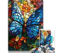 Teenager Jigsaw Stained Glass Butterfly 1000 Piece Jigsaw Puzzles,Decompressing Intellectual Educational Toy Birthday Present, Gifts (50x75cm)