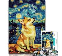 Teenager Jigsaw Starry Night Adorable Huskies Jigsaw Puzzle 1000 Pieces for Adults,Challenging Game And Family Play Secret Santa Gifts 26x38cm