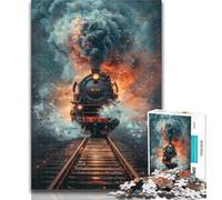 Teenager Jigsaw Steam Trains Jigsaw Puzzle 1000 Pieces for Adults,Challenging Game And Family Play Secret Santa Gifts 26x38cm