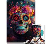 Teenager Jigsaw Sugar Skull 1000 Piece Jigsaw Puzzles for Adults,Wall Decoration Unique Birthday And Xmas Gifts Suitable for And 14 26x38cm