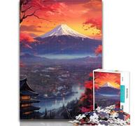 Teenager Jigsaw Sunset at Mount Fuji 1000 Piece Jigsaw Puzzles for Teenagers Gifts,Toys Educational Games Stress Relieving Enhance Love between Couples 50x75cm