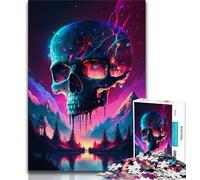Teenager Jigsaw Synthwave Skull Puzzles for Adults Teens 1000 Pieces,Perfect for Game Nights, Colorful Toy for Home Gift (50x75cm)