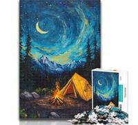 Teenager Jigsaw Tent Under The Night Sky Jigsaw Puzzle 1000 Pieces for Adults,Challenging Game And Family Play Secret Santa Gifts 50x75cm