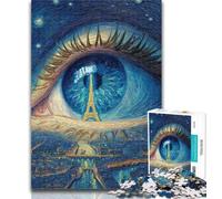 Teenager Jigsaw The Eiffel Tower in The Eyes 1000 Piece Jigsaw Puzzles for Teenagers Gifts,Toy Intellectual Game Artists Collection, Fine Art 50x75cm