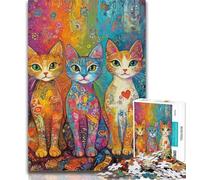 Teenager Jigsaw Three Cats 1000 Pieces Jigsaw Puzzle for Adults& Teens,Educational Game for Birthday, Chrismas for Ages 14+ 50x75cm
