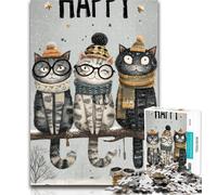Teenager Jigsaw Three Cats Jigsaw Puzzle 1000 Pieces for Teenagers,Stress Reliever Staycation Kill Time Funny Gift 50x75cm