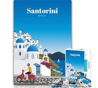 Teenager Jigsaw Travel to Santorini 1000 Piece Jigsaw Puzzles for Adults Gifts,Challenging Game Toys for Is Ideal As A Gift for The Whole Family 26x38cm