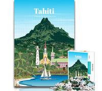 Teenager Jigsaw Travel to Tahiti 1000 Piece Jigsaw Puzzles for Adults Gifts,Challenging Game Toys for Is Ideal As A Gift for The Whole Family 26x38cm