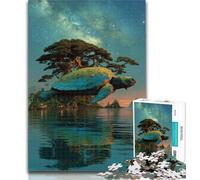 Teenager Jigsaw Turtle Island Landscape 1000 Pieces Jigsaw Puzzles for Adults And Teens,Enhance Love between Couples for Ages 14+ 26x38cm