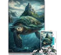 Teenager Jigsaw Turtle Island Landscape Jigsaw Puzzle 1000 Pieces for Teenagers,Toys Educational Games Stress Relieving Unique Home Decor And Gifts 26x38cm