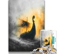 Teenager Jigsaw Viking Drakkar Boat 1000 Piece Jigsaw Puzzle for Adults Teens,is Ideal As A Gift for The Whole Family Suitable for And 14 50x75cm