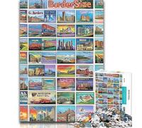 Teenager Jigsaw Vintage Postage Stamps Collage Jigsaw Puzzle 1000 Pieces for Adults,Challenging Game And Family Play Secret Santa Gifts 50x75cm