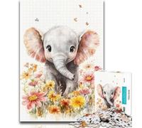 Teenager Jigsaw Watercolor Elephant 1000 Piece Jigsaw Puzzle for Adults And Teenagers,Family Game Stress Reliever Difficult Challenge Secret Santa Gifts 50x75cm