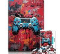 Teenager Jigsaw Watercolor Game Controller Jigsaws 1000 Pieces for Teenagers,Charcoal Art Staycation Kill Time for Home Decoration 50x75cm