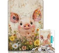 Teenager Jigsaw Watercolor Pig Jigsaw Puzzles for Adults 1000 Pieces,Educational Stress Relief Toy Great Gifts And Toys 26x38cm