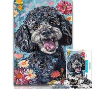 Teenager Jigsaw Watercolor Poodle Jigsaws 1000 Pieces for Teenagers,Charcoal Art Staycation Kill Time for Home Decoration 50x75cm