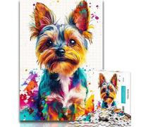 Teenager Jigsaw Watercolor Yorkshire Terrier Adult Jigsaws 1000 Pieces Difficult,Vibrant And Unique Design Relaxing & Challenging Puzzle Experience 50x75cm
