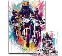 Teenager Jigsaw Watercolour Motorcycle 1000 Piece Jigsaw Puzzles for Adults,Family Game Birthday Gifts.Challenge High Difficulty 26x38cm