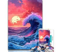 Teenager Jigsaw Waves in The Evening Sun Jigsaw Puzzle 1000 Pieces for Teenagers,Stress Reliever Staycation Kill Time Funny Gift 26x38cm